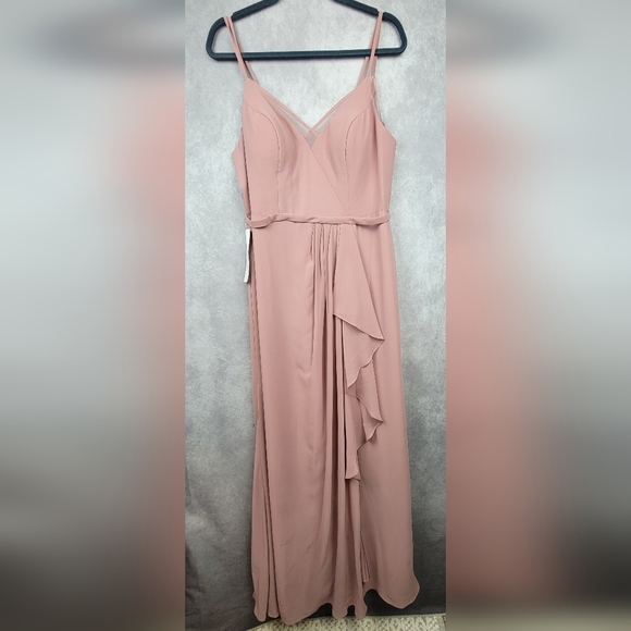 Azazie NaeemRosette A-Line V-Neck Ruffle Chiffon Dress Size 12‎ - Picture 3 of 15